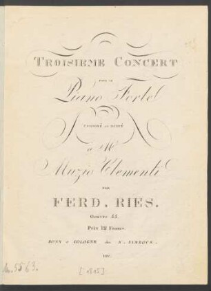 Troisieme Concert Pour Le Piano Forte Oeuvre 55.