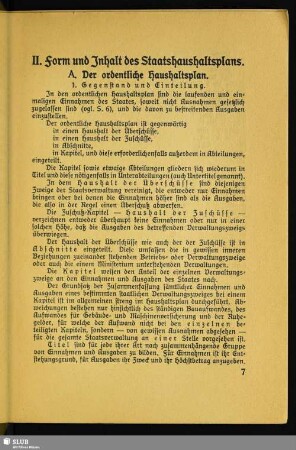 II. Form und Inhalt des Staatshaushaltsplans