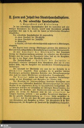 II. Form und Inhalt des Staatshaushaltsplans