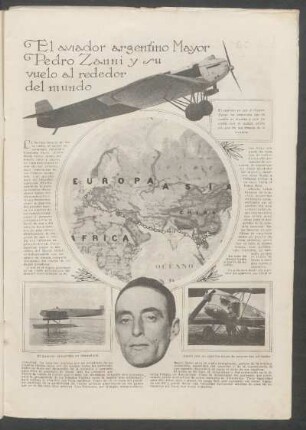 El aviador argentino Mayor Pedro Zanni y su vuelo al rededor del mundo