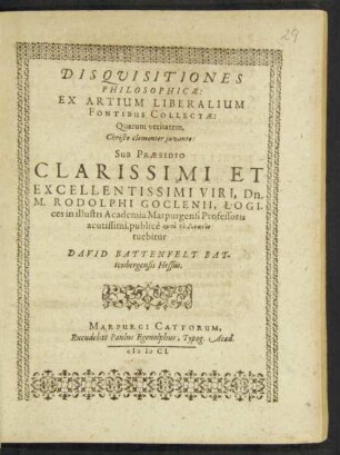 Disquisitiones Philosophicae: Ex. Artium Liberalium Fontibus Collectae