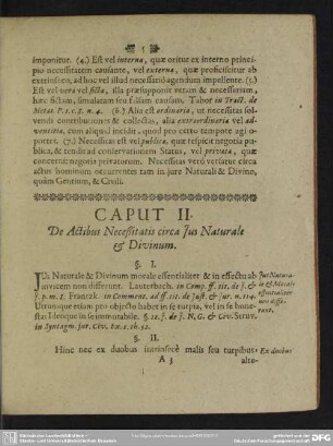 Caput II. De Actibus Necessitatis circa Ius Naturale & Divinum