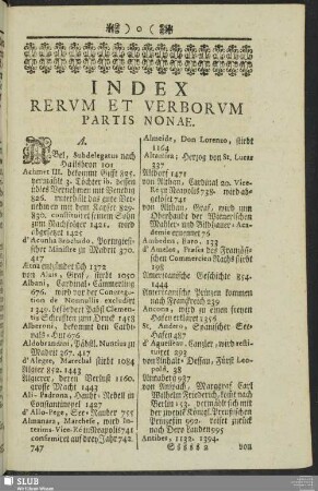Index Rerum Et Verborum Partis Nonae
