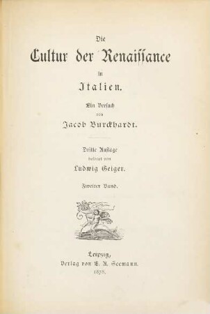 Die Cultur der Renaissance in Italien : ein Versuch, 2