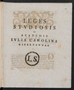 Leges Stvdiosis In Academia Ivlia Carolina Observandae