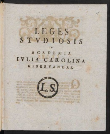 Leges Stvdiosis In Academia Ivlia Carolina Observandae
