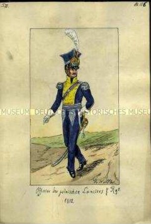 Uniformdarstellung, Offizier des 7. Polnischen Ulanen-Regiments, Frankreich, 1812.