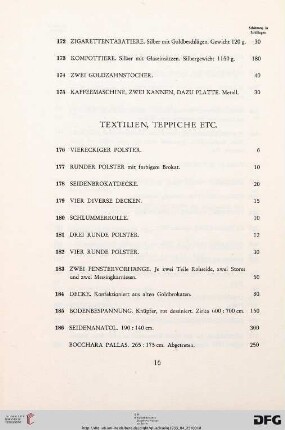 Textilien, Teppiche etc. (Nr. 176-196)