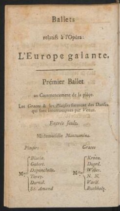Ballets = Anzeige der Theatralischen Tänze