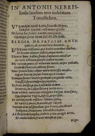 In Antonii Nebrissensis laudem non indebitam Tetrastichon