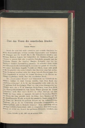 Über das Wesen des osmotischen Druckes.
