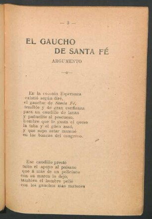 El gaucho de Santa Fé : Argumento