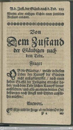 Von Dem Zustand der Gläubigen nach dem Tode