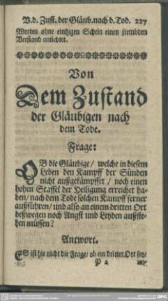 Von Dem Zustand der Gläubigen nach dem Tode