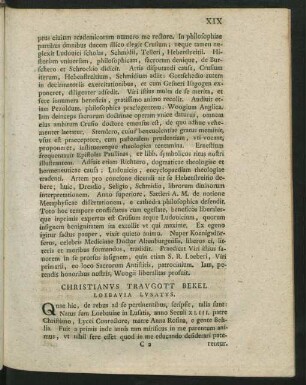 Christianus Traugott Bekel Loebavia Lusatus.