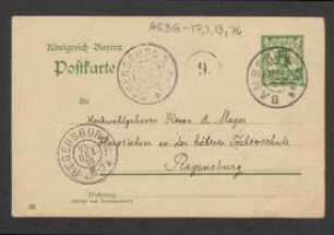 Brief von Georg Fischer an Anton Mayer