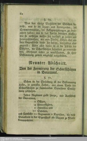 Neunter Abschnitt. Von der Formirung der Scharfschützen in Bataillons
