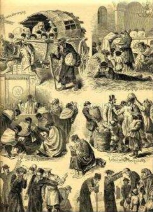 Zeitungsseite: Jüdische Emigranten in Brody (Galizien)