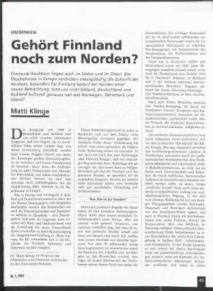 Umdenken: Gehört Finnland noch zum Norden?