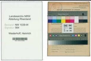 Entnazifizierung Heinrich Westerhoff , geb. 17.11.1892 (Bahnarbeiter)