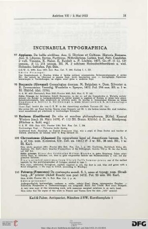 Incunabula Typographica (Nr. 97-102)