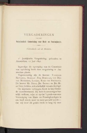 Vergaderingen van het Nederlandsch Genootschap voor Munt- en Penningkunde