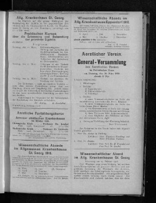 Aerztliche Fortbildungskurse im Altonaer städtischen Krankenhause im Winter 1918.