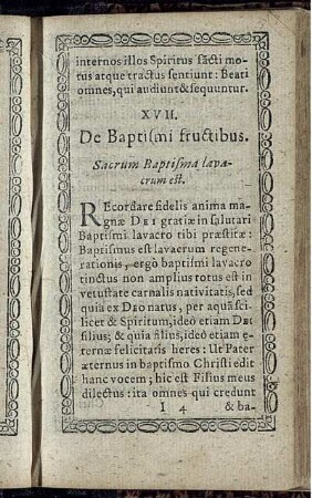 XVII. De Baptismi fructibus