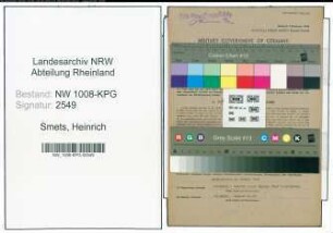 Entnazifizierung Heinrich Smets , geb. 14.02.1897 (Maschinenhaendler)