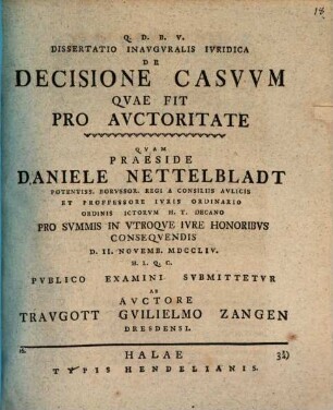 Diss. inaug. ... de decisione casuum quae fit pro auctoritate