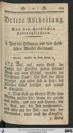 Dritte Abtheilung. Von den christlichen Lebenspflichten.