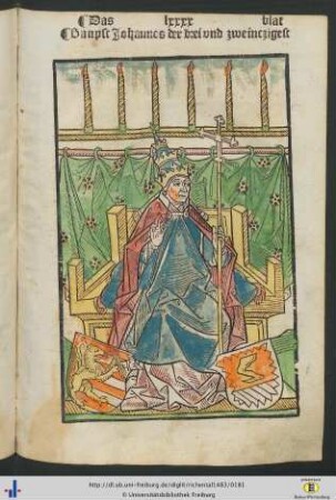 Kolorierter Holzschnitt