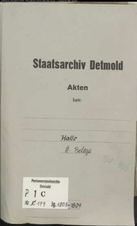 Belegakten zum Heiratsregister der evangelischen Gemeinde Halle, Kreis Halle (1808-1809)