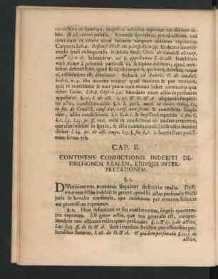Cap. II. Continens Condictionis Indebiti Definitionem Realem, Eiusque Interpretationem.