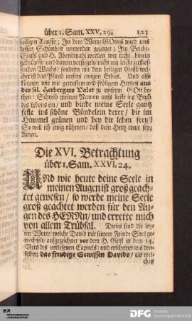 Die XVI. Betrachtung über I. Sam. XXVI, 24.