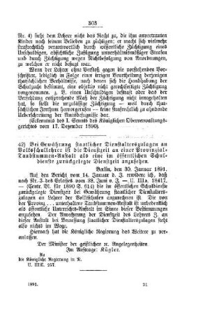 Bei Gewährung staatlicher Dienstalterszulagen an Volksschullehrer ist die Dienstzeit an einer Provinzial-Taubstummen-Anstalt als eine im öffentlichen Schuldienste zurückgelegte Dienstzeit anzusehen : [E. Oeffentliches Volksschulwesen]