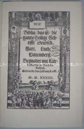 Faksimile der ersten vollständigen Lutherbibel von 1534 (Band 1)