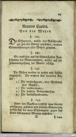 Neuntes Capitel. Von den Wehen