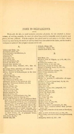 Index to Sháhjahánpur