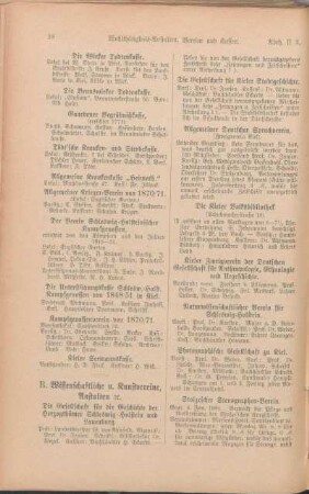 B. Wissenschaftliche u. Kunstvereine, Anstalten [et]c.