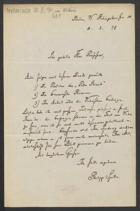 Brief an Friedrich Wilhelm Jähns : 04.03.1878
