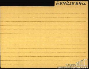 GEMÜSEBAU: Allgemein