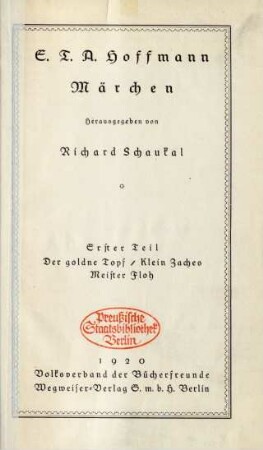 Bd. 1, Teil 1: Der goldne Topf