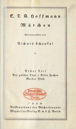 Bd. 1, Teil 1: Der goldne Topf