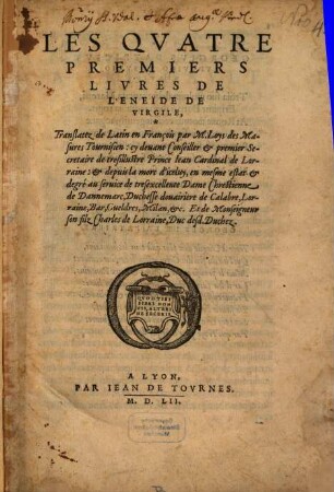 Les quatre premiers livres de l'Énéide de Virgile