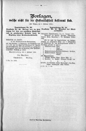 Vorlagen welche nicht für die Oeffentlichkeit bestimmt sind., 8. Februar 1899