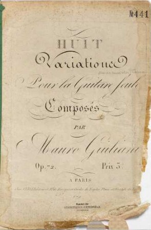 Huit variations pour la guitare seule : op. 72