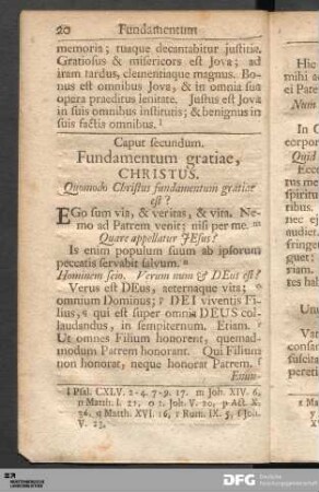 Caput secundum, Fundamentum gratiae, CHRISTUS.