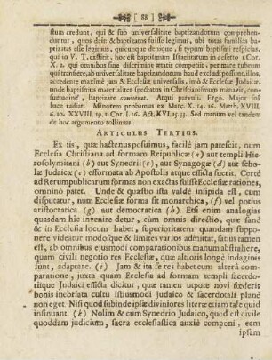Articulus Tertius