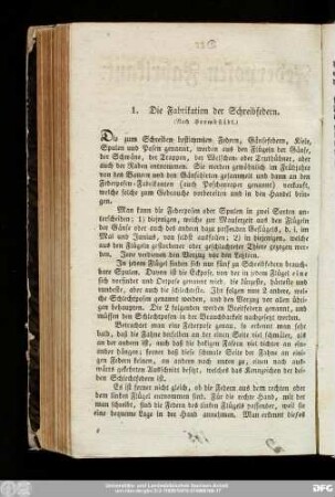 1. Die Fabrikation der Schreibfedern. (Nach Hermbstädt.)